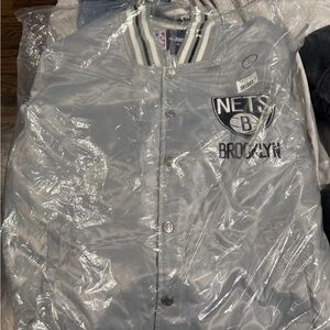 Brooklyn Nets Gray Varsity Jacket NBA Store